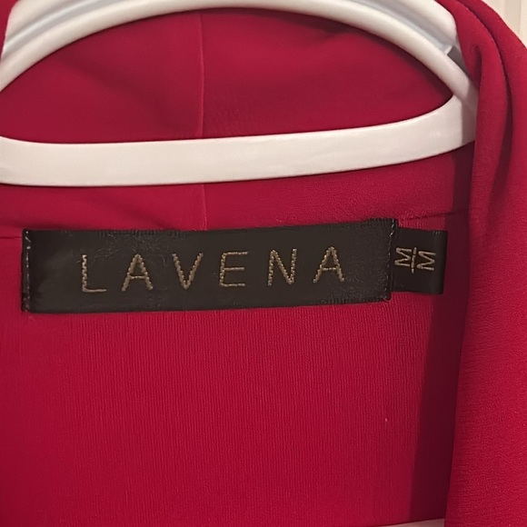 Lavena red rosette faux wrap top, size M - Picture 4 of 8